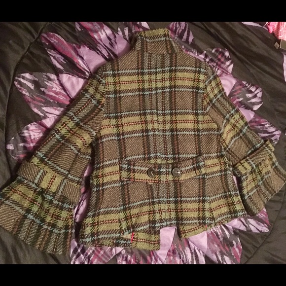 Latte by Coffee Shop wool blend plaid coat. XS - Picture 2 of 4